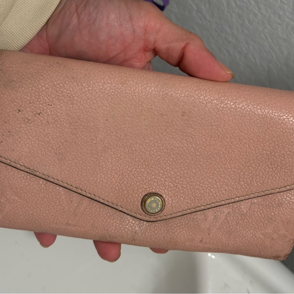 Louis vuitton wallet Blush Pink Leather Envelope purse coin cards